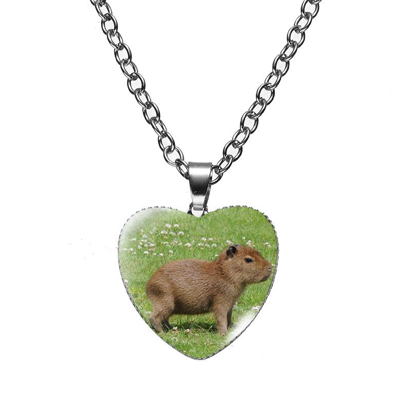 

Милое ожерелье с подвеской в ​​виде сердца капибары, мультяшное животное, фото, стеклянное ожерелье с кабошоном, длинная цепочка, ювелирные изделия для подарка другу 50cm