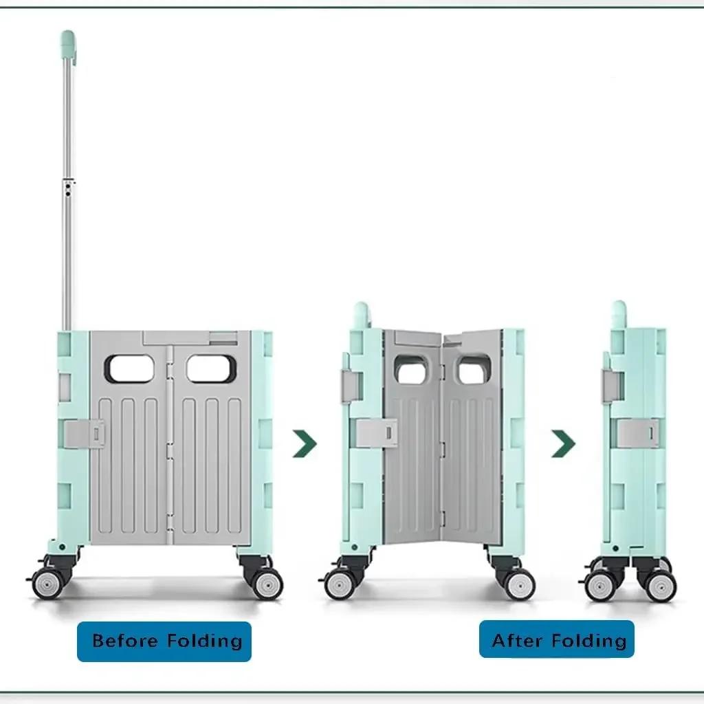 Portable Camping Trolley Multifunctional Camping Storage Box with Adjustable Handle Outdoor Camping Picnic Folding Trolley