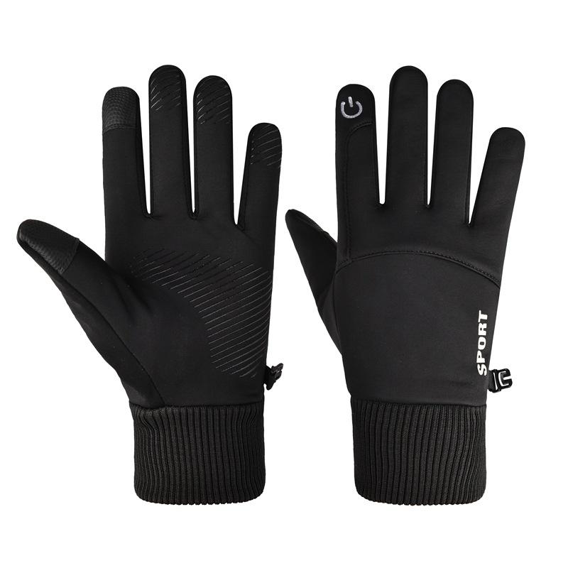 Sports Thermal Gloves Men's Winter Touch Screen Piled Thickened Outdoor Cycling Sports Mountaineering Outdoor Finger Gloves Men