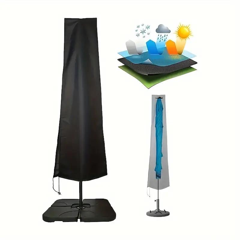 Patio Parasol Cover, Patio Parasol Cover with Zipper for Garden Market Parasol, Windproof and Cover (Black)