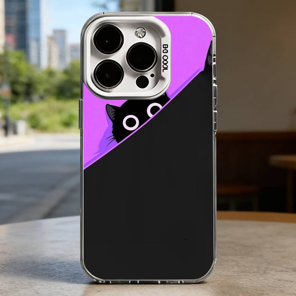

Black Cat Hard Phone Case for IPhone 16 15 14 13 12 11 Pro Max Plus16E X XR XS Max shockproof Full Cover iPhoneXR