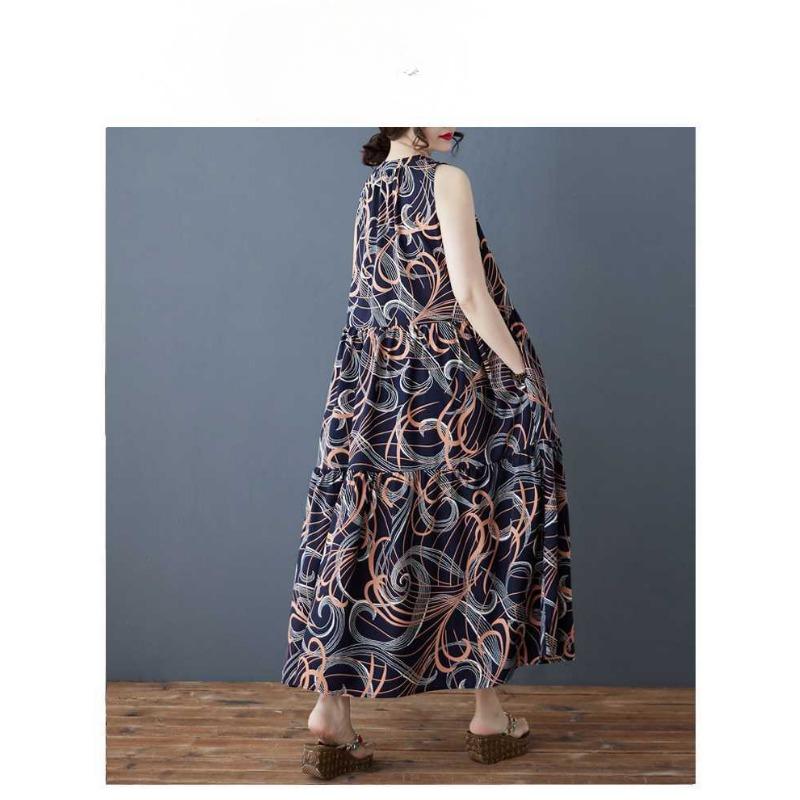 Ladies' Retro Chiffon Loose Mid Length Dress