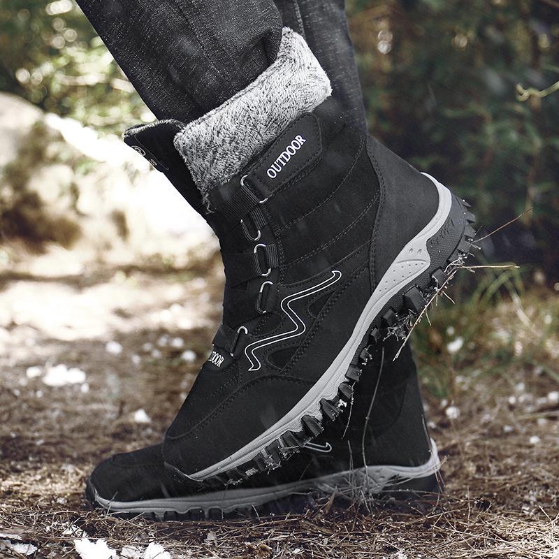 Couples' Matching Snow Boots Winter Fleece-Lined Thermal Boots Men's & Women's Cold-Resistant High-Top Outdoor Short Boots Cotton-Lined Footwear