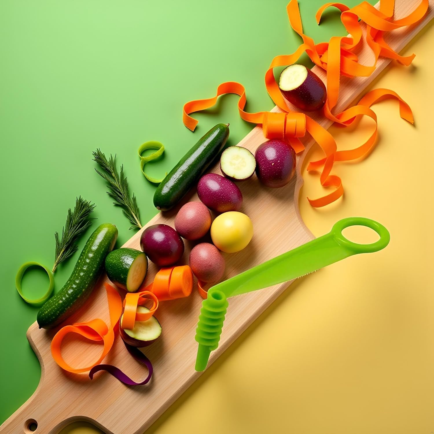 Green Spiral Slicer,Portable Cucumber Potato Carrot Slicer Cutter Manual Kitchen Gadgets Plastic Garnishing Tool,Fruit Vegetable Graters, Peelers and