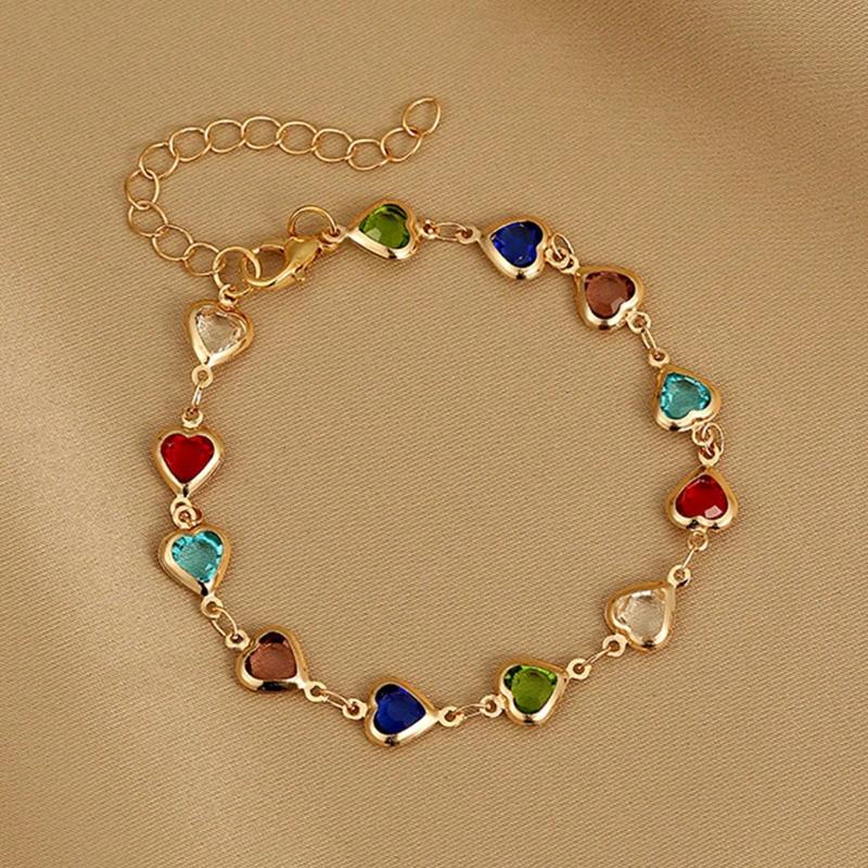 

1 шт. Красочный блестящий браслет с элегантным дизайном в виде кубического сердца, подходит для повседневной носки/вечеринок, подарок на фестиваль one-size