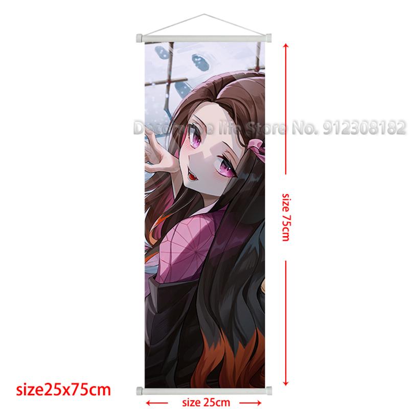 Demon Slayer Scroll Poster Kamado Tanjirou Canvas Painting Nezuko Classic Wall Art Pictures for Living Room Home Decoration