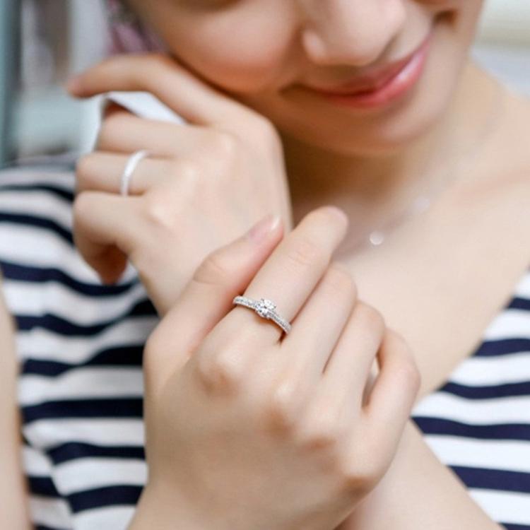 Silver Double Zircon Wedding Rings Set