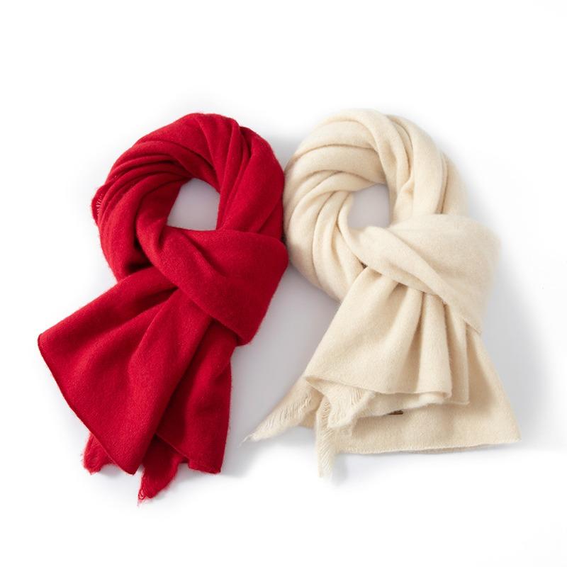 Women 100% Pure Cashmere Scarf Fringe Detail Winter Warm Soft Cozy Tassel Scarf Fashion Casual Wrap Cold Weather Accessory