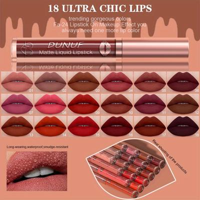 18-Color Velvet Matte Lip Stain Set - Non-Stick, Quick Dry, Long-Lasting Liquid Lipstick for All Skin Types, Hydrating Paste