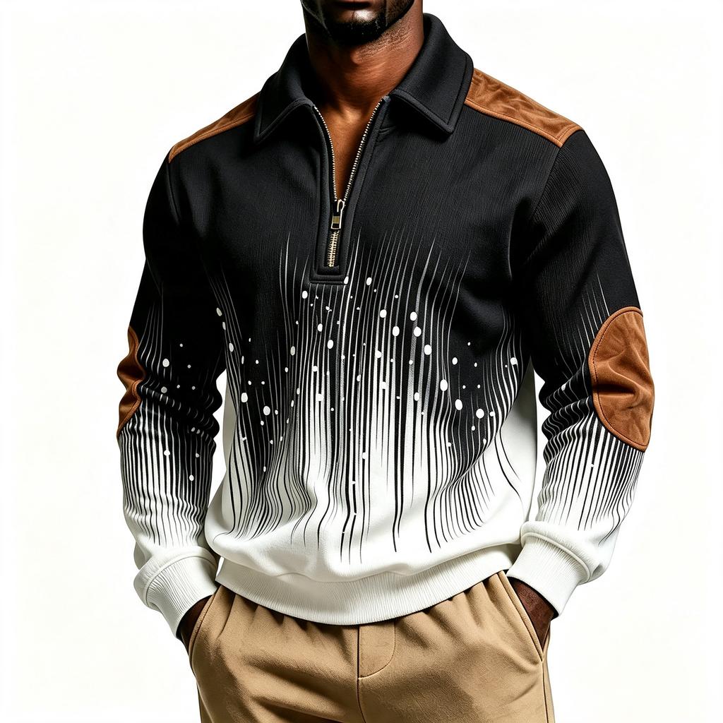 Men's Sweatshirt Zip Up Collar Long Sleeve Casual Athletic Top