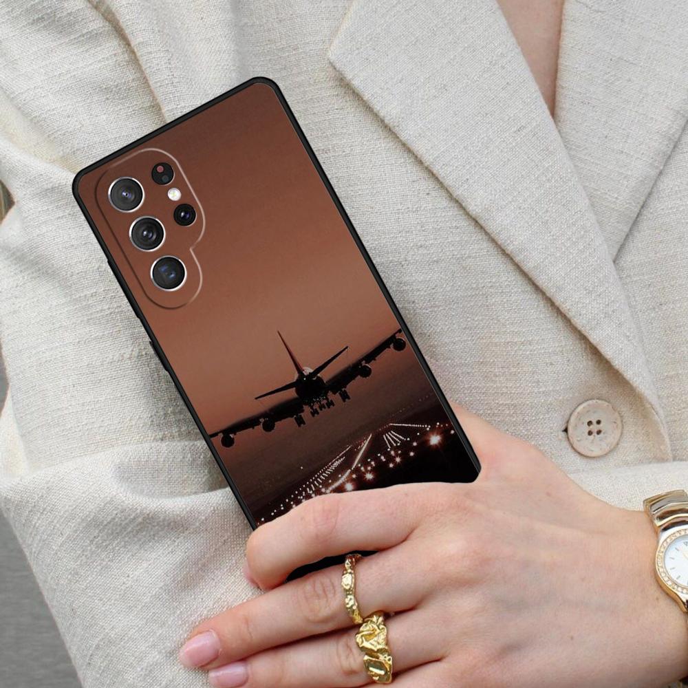 Reise Flugzeug Flughafen Handyhülle für Samsung Galaxy S26 Ultra S25 S24 S23 S22 S21 S20 Note10 Hülle