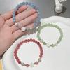 Natural Crystal Bracelet with Fritillary Flower Strawberry Crystal Sea Blue Treasure Jade Beaded Bracelet Girlfriend Jewelry