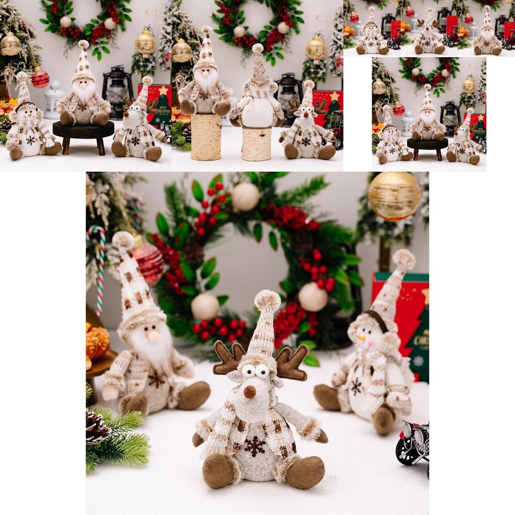 Charming Christmas Decor Nordic Sitting Santa Snowman And Reindeer Plush Dolls