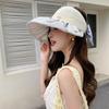 Bowknot Empty Top Sun Hat Topless Foldable Visor Cap Cute Female Shell Hat Travel