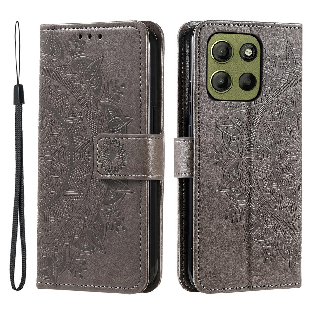 For Motorola Moto G15 4G Case Imprinted Totem PU Leather Wallet Stand Phone Cover