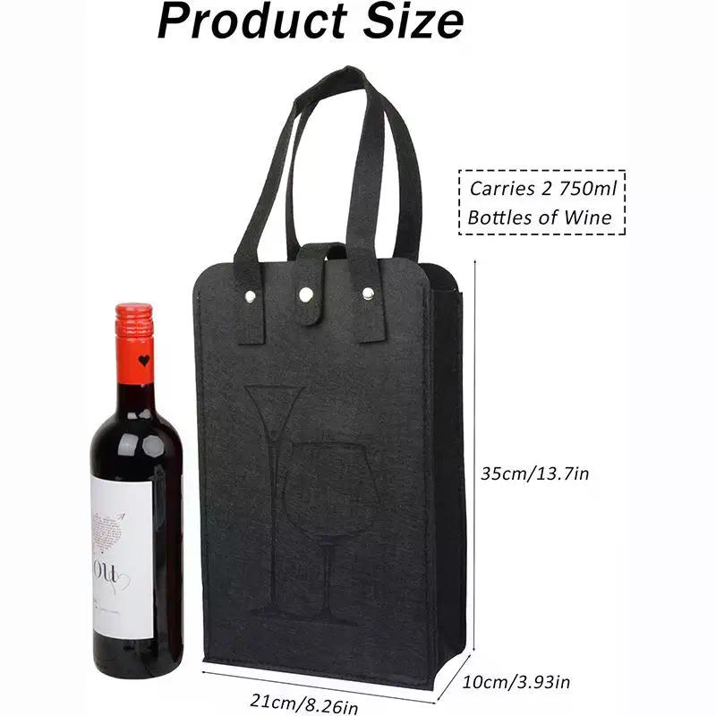 Felt Wine Bottle Bag Double Bottles Great Load Bearing Handheld Beverage Packaging Handbag Gift Wrap Storage Pouch Wine Tote Bag