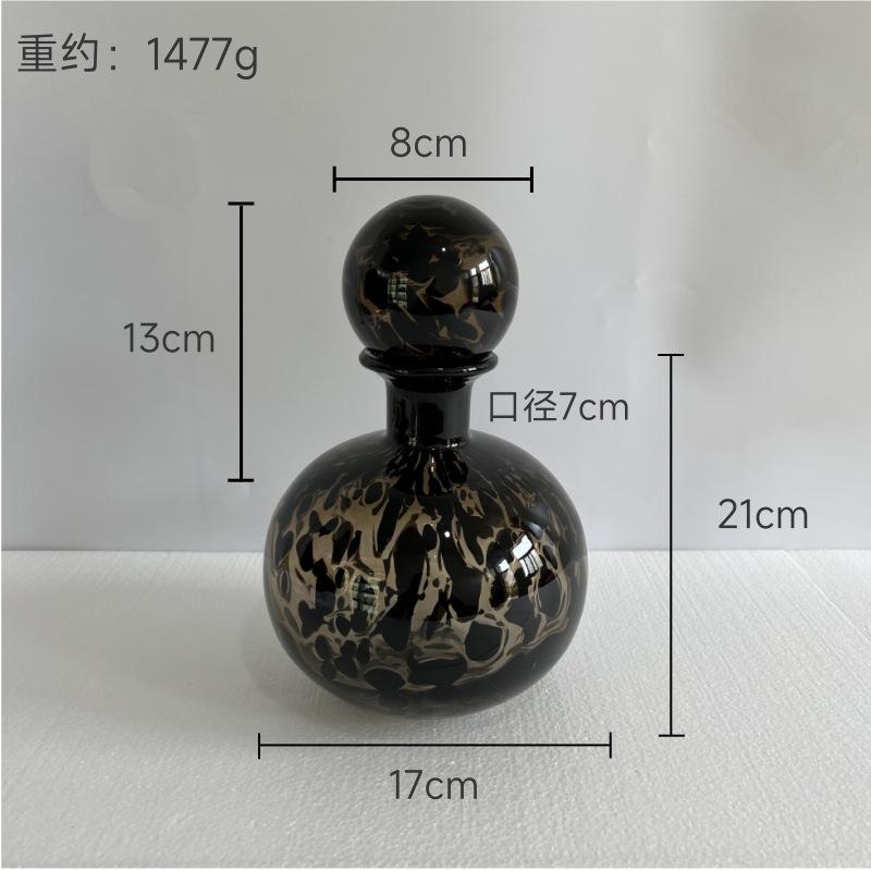 Стеклянная Ваза Цветная Прозрачная Леопардовый Принт Террариум Аксессуары для Цветочных Композиций Стеклянная Бутылка с Крышкой Домашний Декор