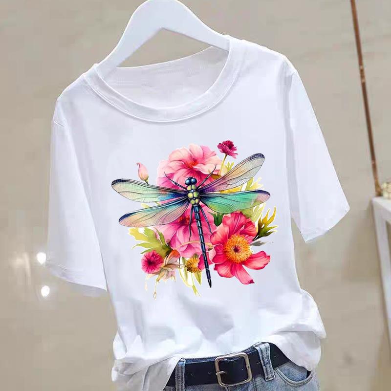 A New Heart-shaped and Cute Women's Commuter Instagram Summer Printed Short-sleeved Round-neck T-shirt Women Clothing Graphic
