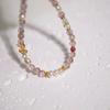 Women's Strawberry Crystal & Aquamarine Freshwater Pearl Bracelet - Handmade Pink Peach Blossom Design for Best Friends