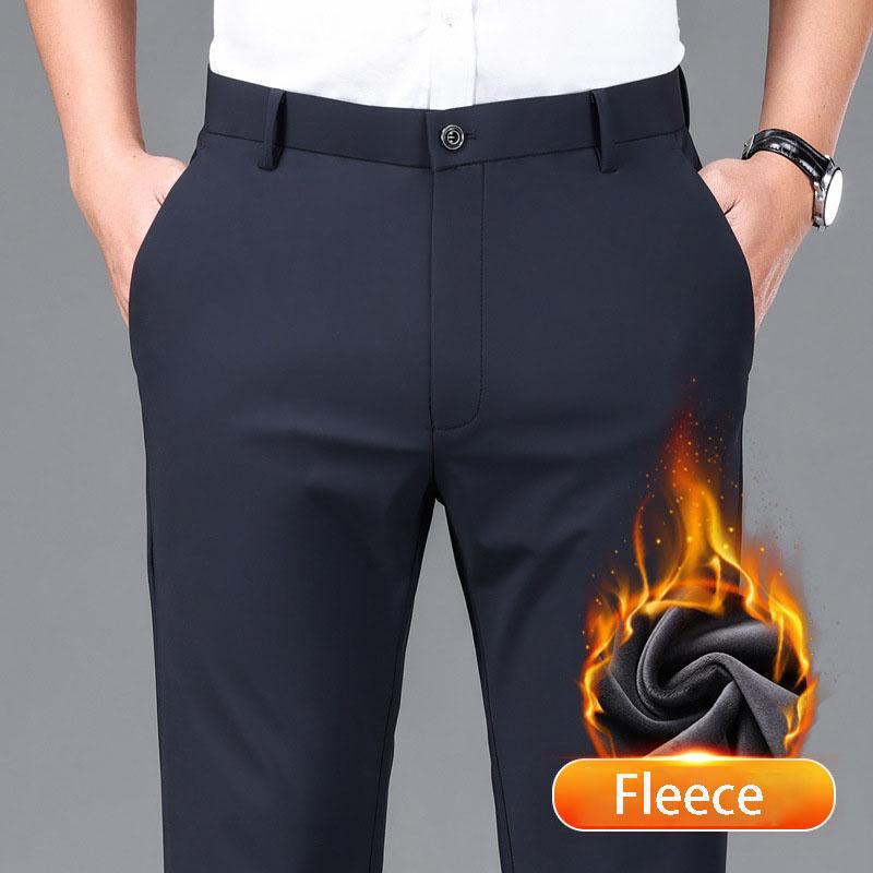 Pánské podzimní a zimní vycpané a zesílené kalhoty pro volný čas British Business rovné kalhoty Pánské kalhoty Teplý oblek Kalhoty