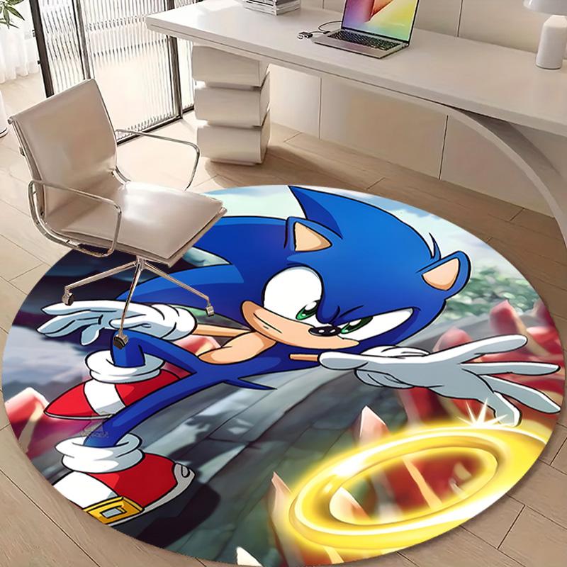 1pc Sonic2 Design Printed Area Round Carpet for Bedroom Living Room Home Decor Rugs Mat Non Slip Mat Rug for Bedside