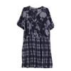Haat HA03FT673 Navy x Gray All-Over Print Short Sleeve Collarless Shirt Dress dress 2 Black GreyUsed