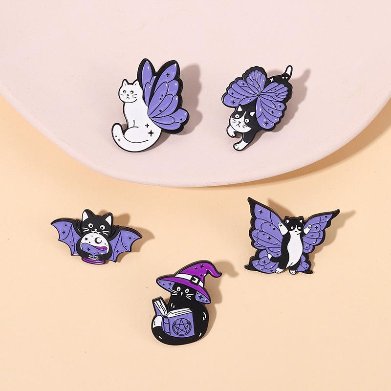 Cartoon Purple Cat Brooch Fashion Versatile Bags Clothes Apparel Accessories