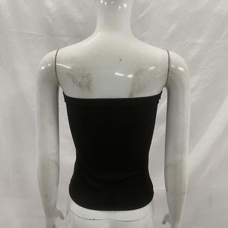 European and American summer retro dark sleeveless tight strapless vest for women