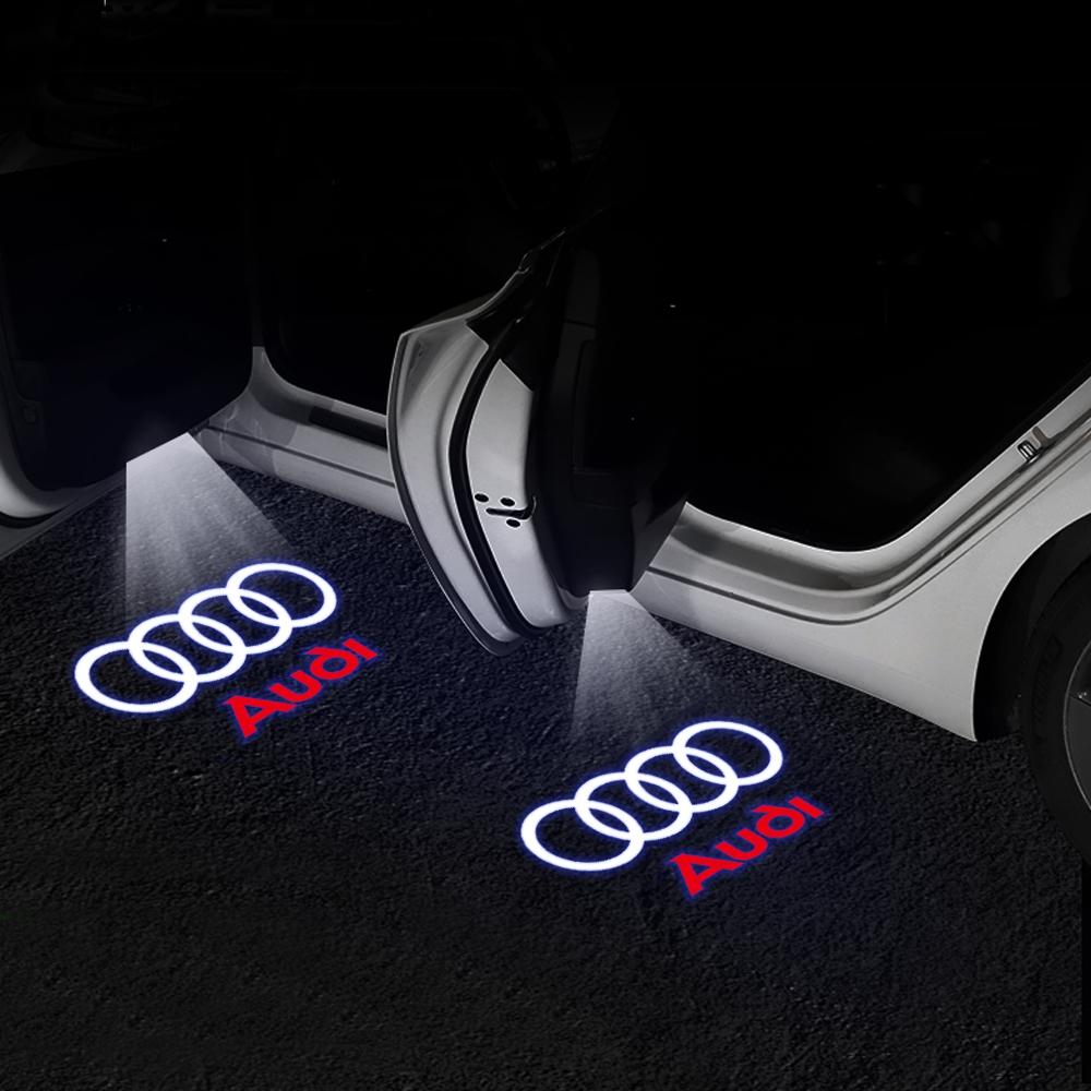 For Audi C5 2Pcs LED Car Courtesy Welcome Logo Projector Light Door Lamp for AUDI Q3 Q5 Q7 A4L RS TT S3 S5 S6 Quattro Sline A6L A3 A5 A7 A8L