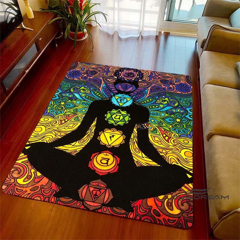 3D Rainbow 7 Chakra Rug, Bedroom Rug for Living Room, Home Sofa Decor, Kids Play Mat, Large Decor Rug, Yoga Meditation001