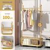 Floor-Standing Movable Clothes Rack with Storage Basket