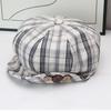 Retro plaid octagonal hat women's autumn and winter sweet painter hat showing face small octagonal hat forward hat airplane hat
