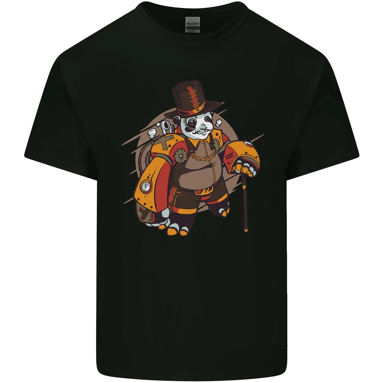 Steampunk Panda Bear Kids T-Shirt Childrens XL