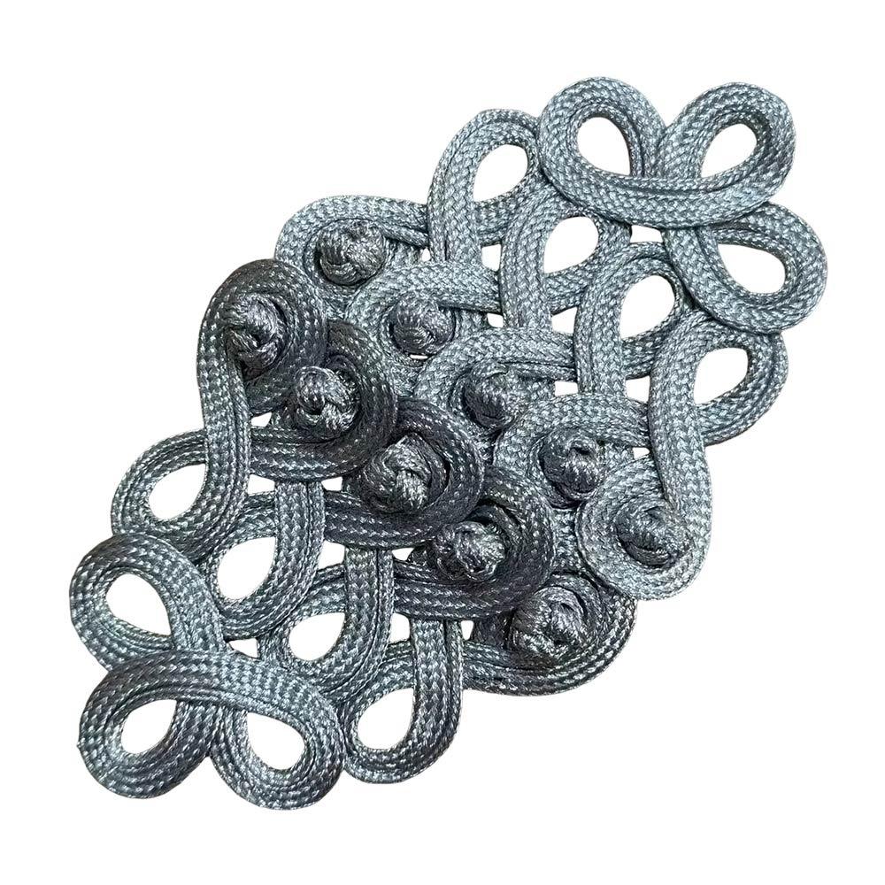 Golden Silk Uniform Knot Button Large Size Fastener Type Baroque Frog Fastener Hand Made Knot Style Frog Fastener серебряный