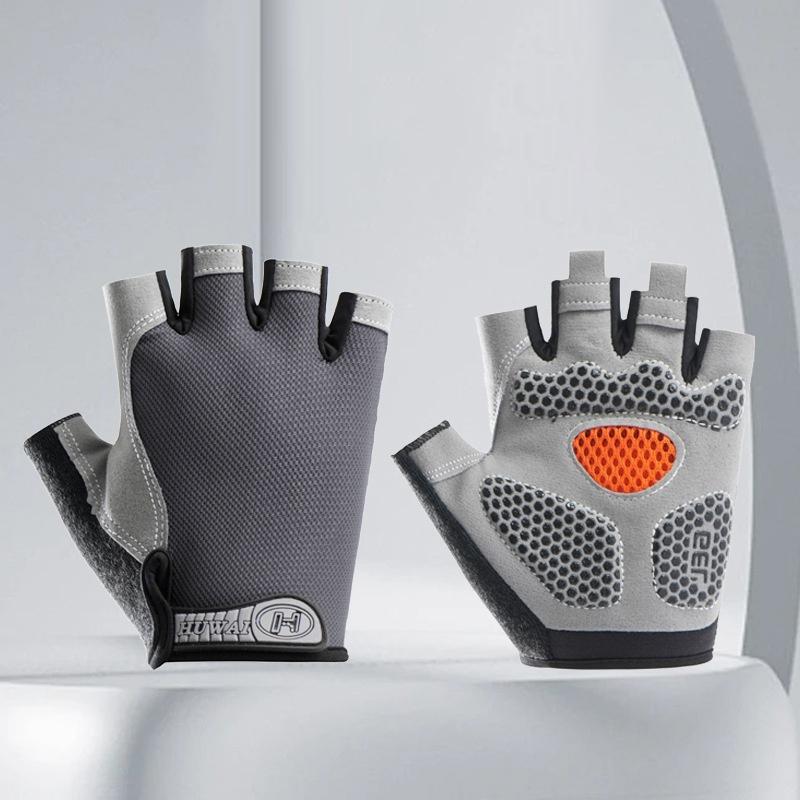 1Pair Sports Half Finger Bike Gloves Outdoor Cycling Fitness Breathable Shock-Absorbing Anti Slip Running Gym Half Cut Gloves