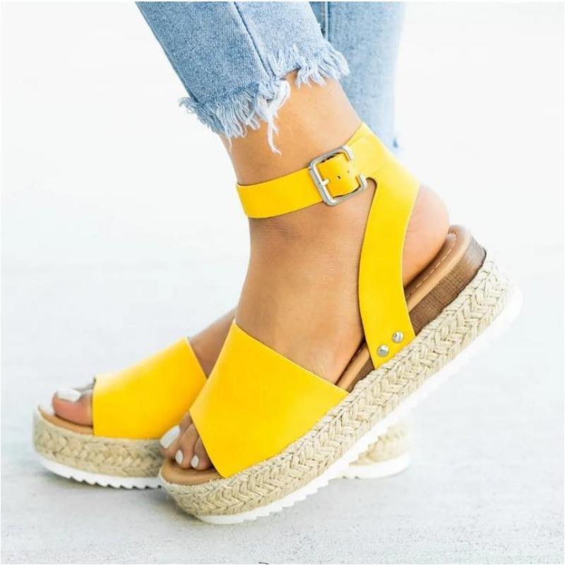 New Women's Shoes Hemp Rope Wedge Heel Light Bottom Fish Mouth Sandals Women