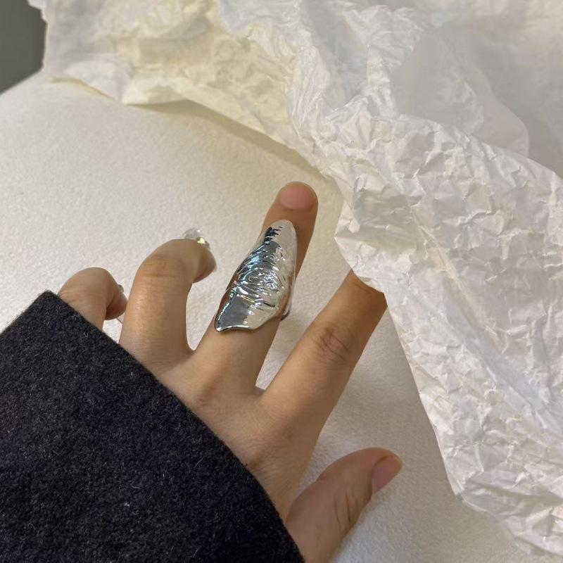 Artistic Irregular Texture Knuckle Ring Hip-Hop Style Niche Full Finger Rings For Men And Women