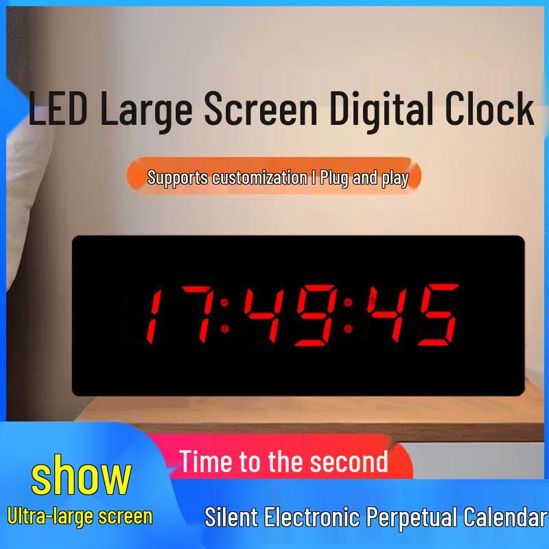 Smart LED Large Screen Digital Wall Clock with Temperature Display AU Plug