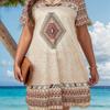 2024 Ethnic Style Women's V-Neck Loose Casual Printed Short-Sleeve Dress