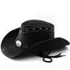 Men's and Women's Big-brimmed Leather Western Cowboy Hat Horseback Riding Beach Hat Sun Hat Big Head Circumference Top Hat High-end Hat Spot