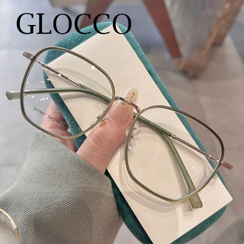 Blue Light Glasses Female Alloy Diopter Polygons Luxury Spectacle Premium Green Metal Gents Myopia Minus Ladies Optical Male Vision Eyewear Eyewear