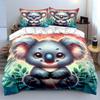 Cute Koala Leafy Bedding Set Bedding Duvet Cover Set Duvet Cover Pillowcases (1 * Duvet Cover 2 * Pillowcases, Without Duvet Insert)