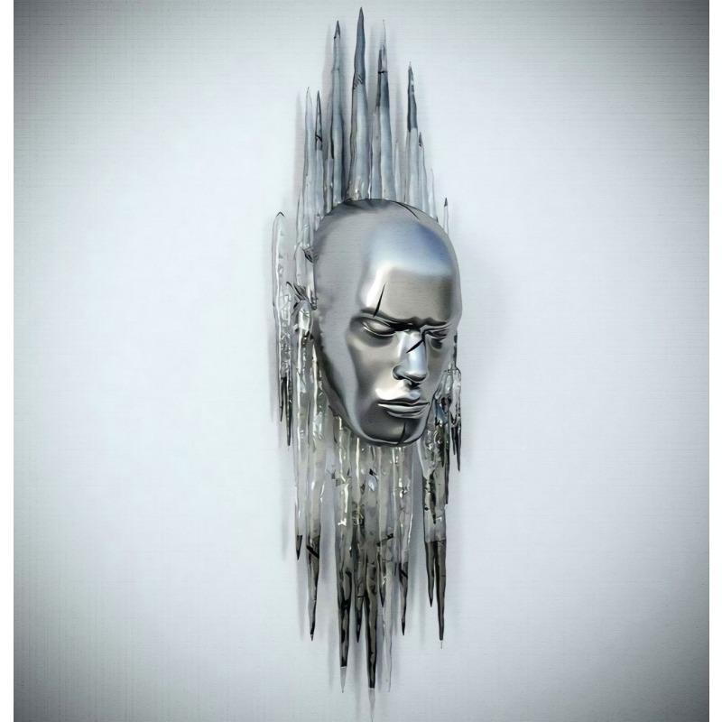 Zlatá kovová figúrka socha objíma umelecký plagát, bytová dekorácia s vysokým rozlíšením, maľba na sprej, bezrámové plátno, maľba na jadro