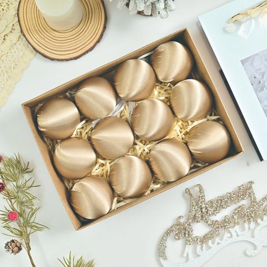 12Pcs/Set 6CM Velvet Christmas Ball Ornament Shatterproof Plastic Reusable Holiday Xmas Tree Hanging Flocked Ball Decoration Pendant