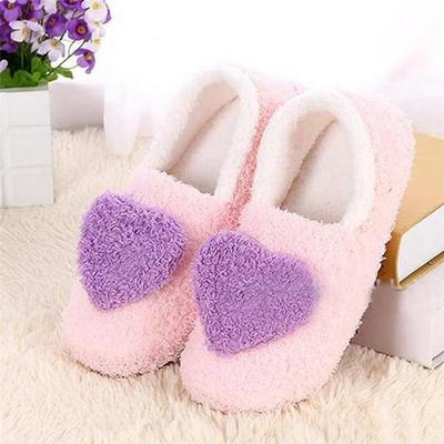 Plush Indoor Slippers Women Cotton Warm Soft Home Shoes Winter Love Shape Cute