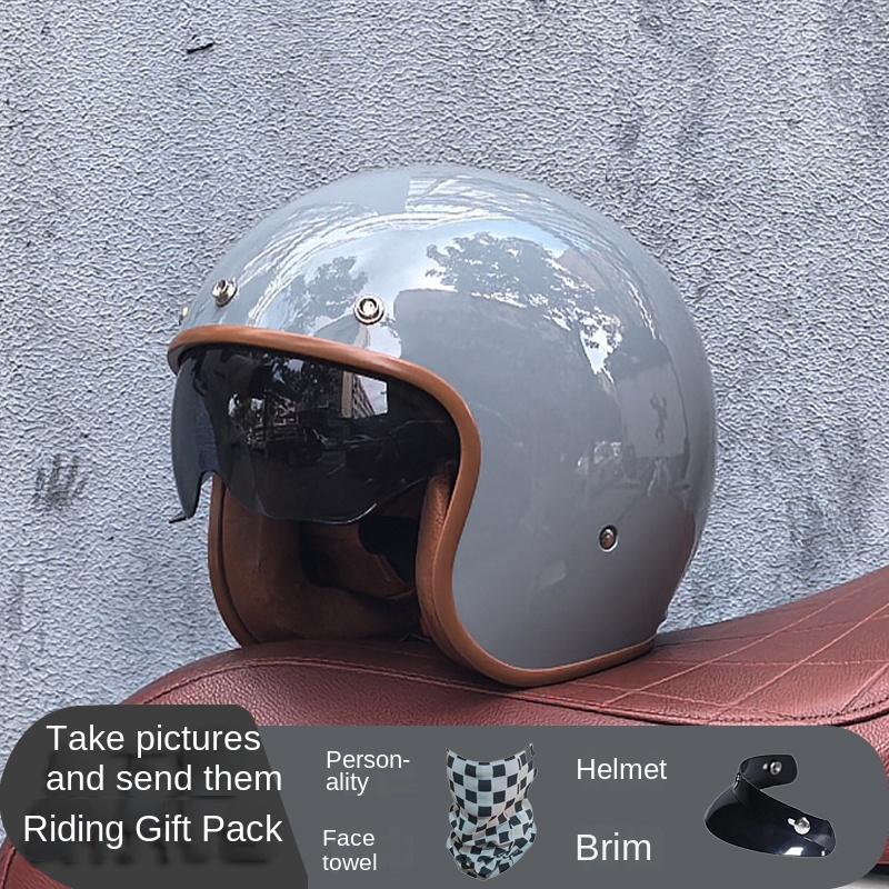 ORZ Motorcycle Helmet 3/4 Open Face Vintage Casco Moto Jet Scooter Bike Helmet Retro DOT approved Casque Motociclismo