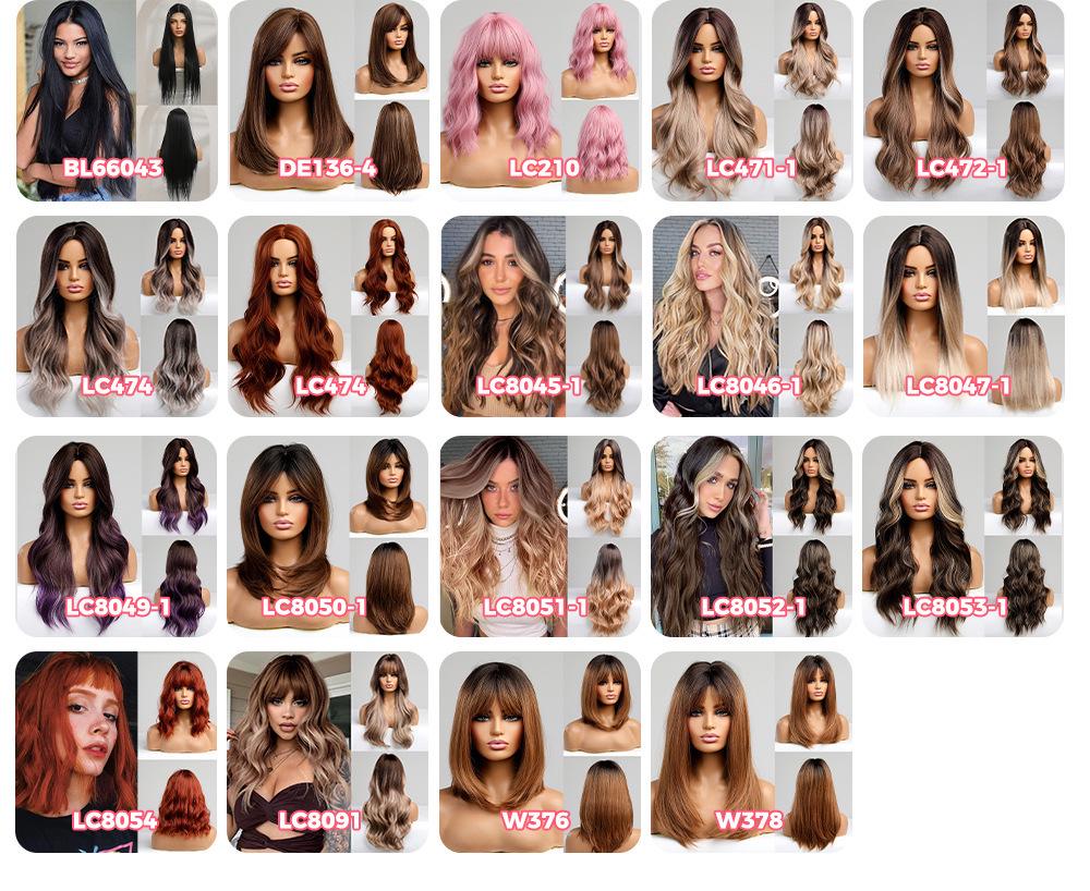 EMMOR Gradient Medium-Long Curly Wig with Side-Parted Flipped French Bangs