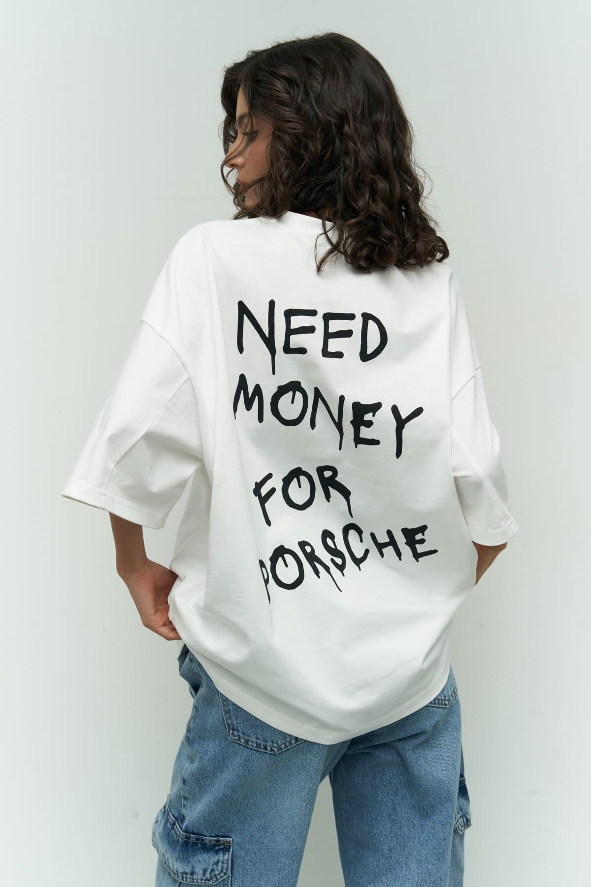 

Белая футболка оверсайз Need Money STANDART белый