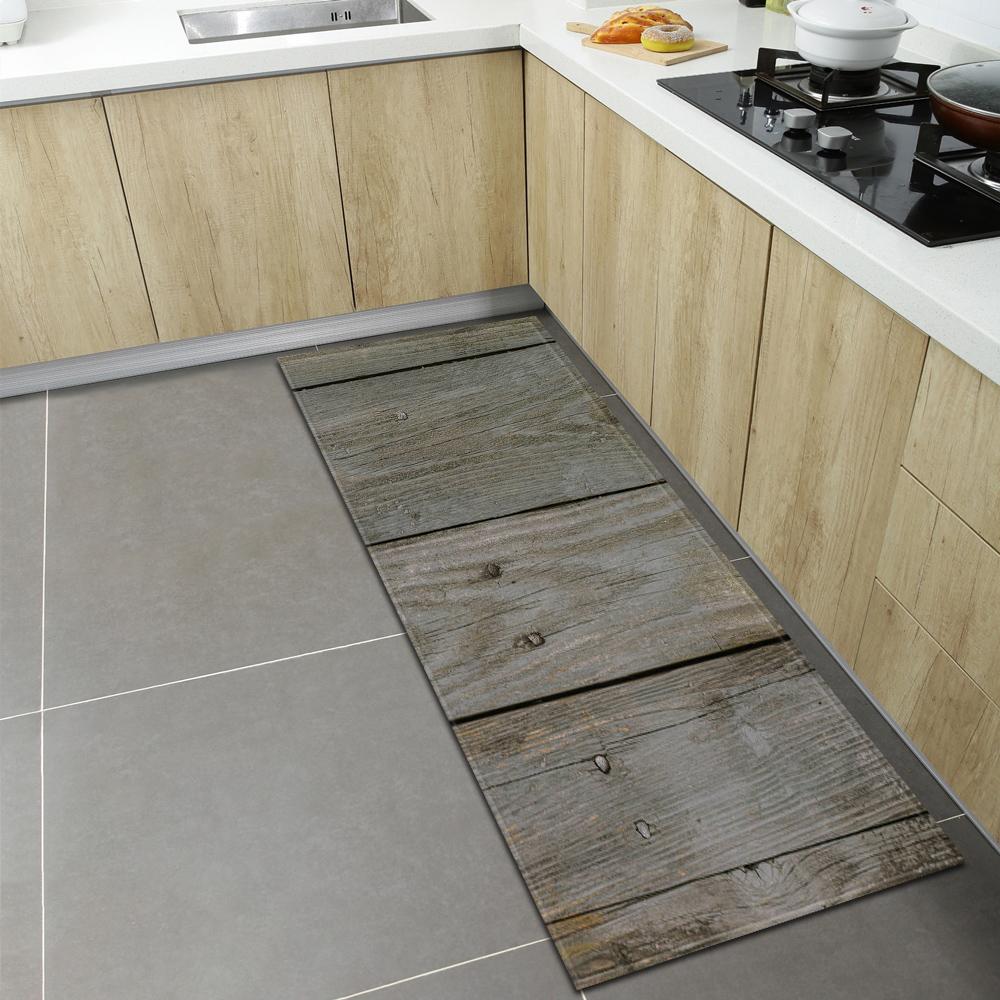 Wood Grain Kitchen Carpet Living Room Children's Floor Mat Porch Door Mat Corridor Balcony Non-slip Mat