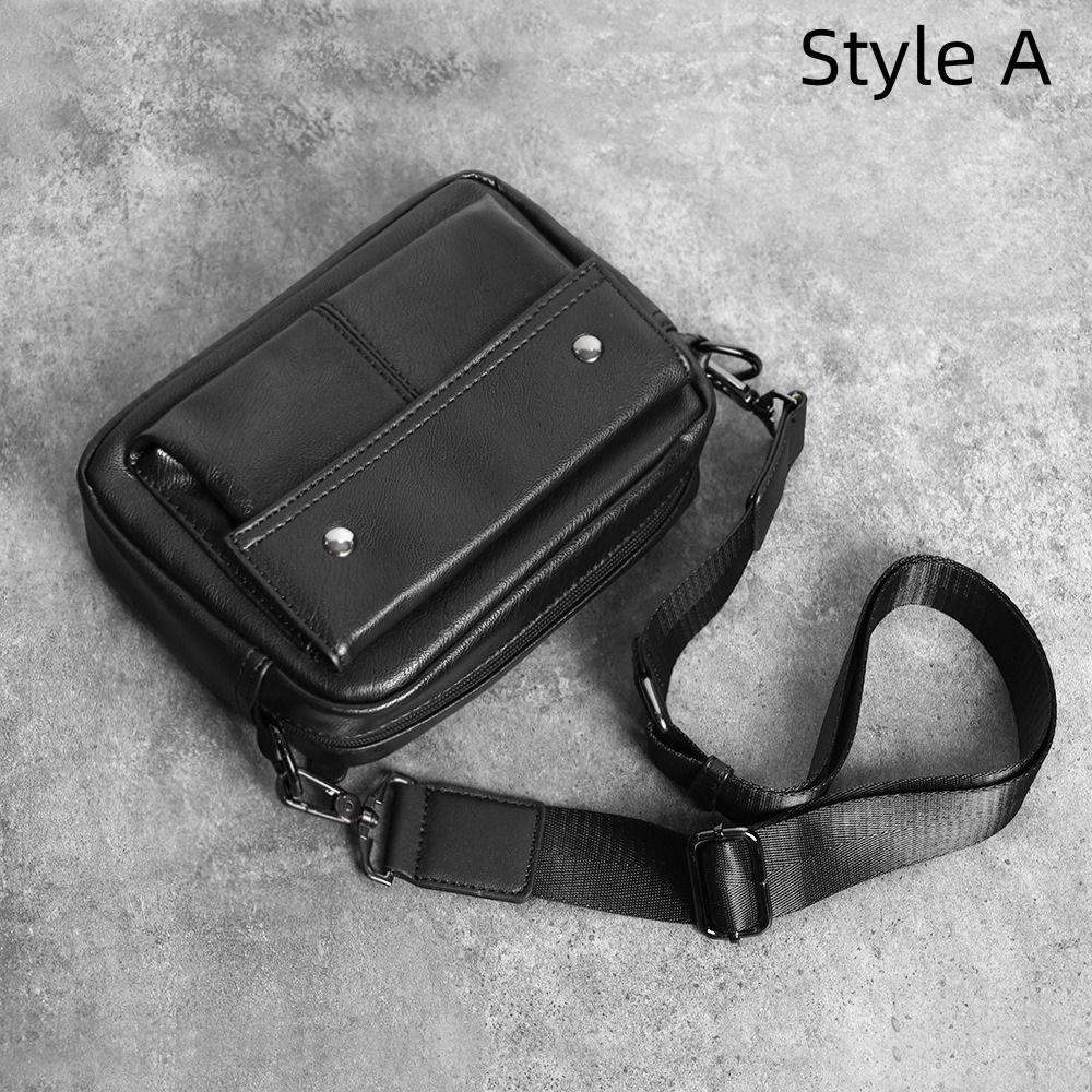 PU Shoulder Bag Men Casual Mobile Phone Bag Textured Leather Crossbody Bag Men  Street Wear
